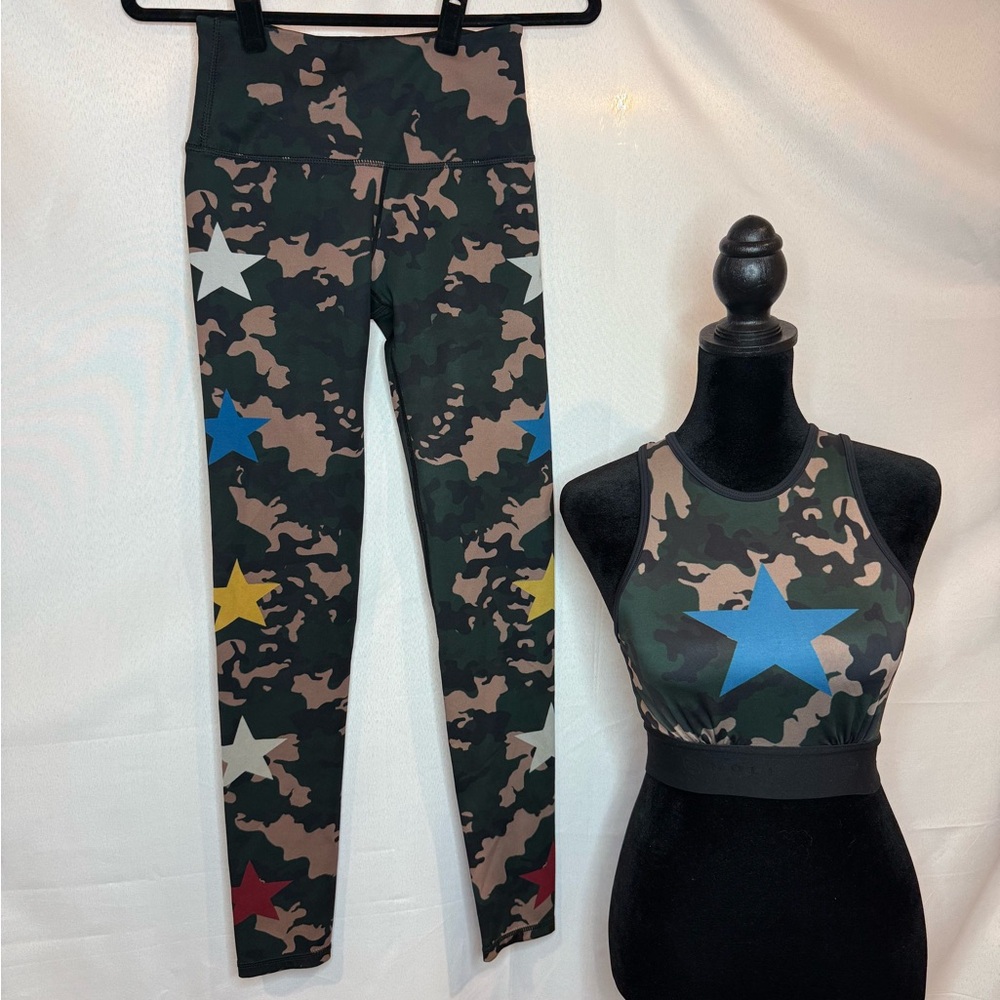 Noli Blue and Yellow Butterfly Print Leggings matching workout set